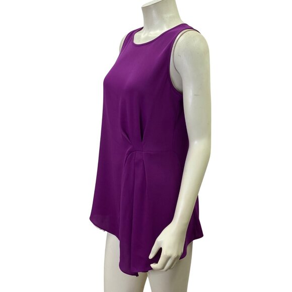 White House Black Market‎ Purple Sleeveless Asymmetrical Drape Tank Top Blouse M - Picture 4 of 6